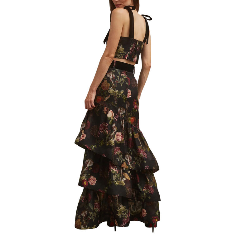 Priya Asymmetrical Tiered Ruffle Maxi Skirt image number null