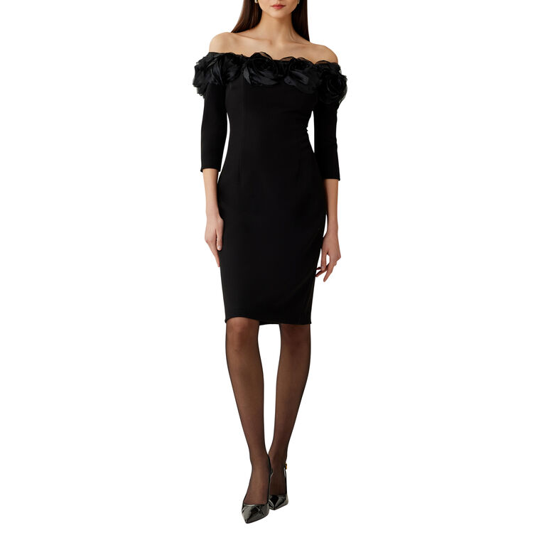 Off-The-Shoulder Ruffle Trim Dress image number null