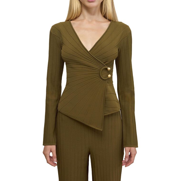 Collette Long Sleeve Top With Fixed Wrap Front image number null
