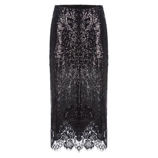 Lace Hem Sequin Skirt
