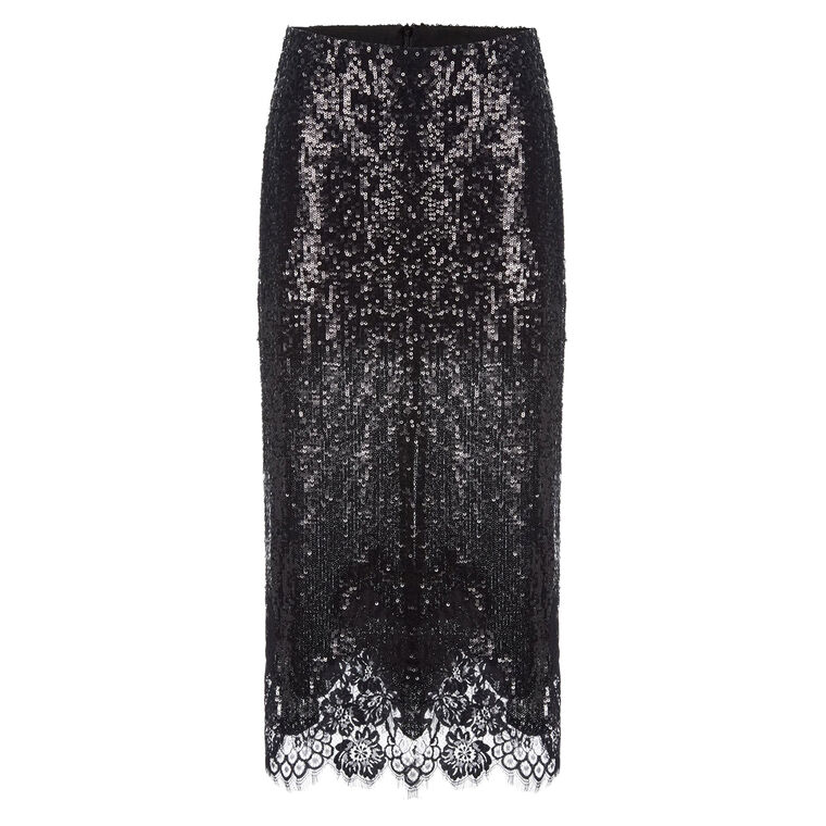 Lace Hem Sequin Skirt image number null