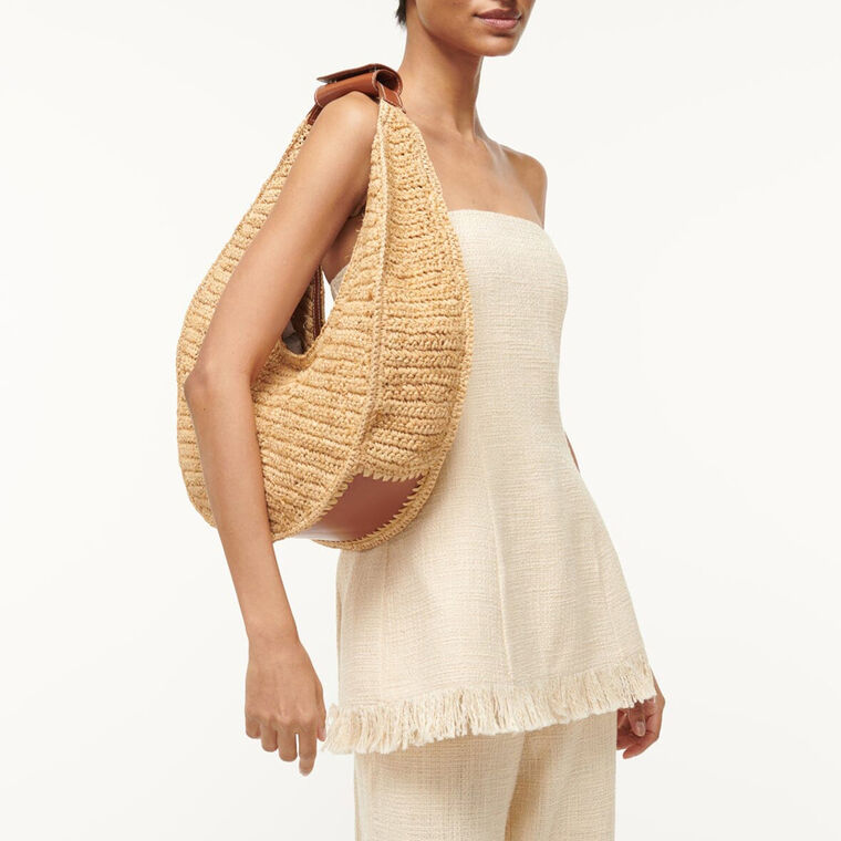 Large Raffia Moon Tote Bag image number null