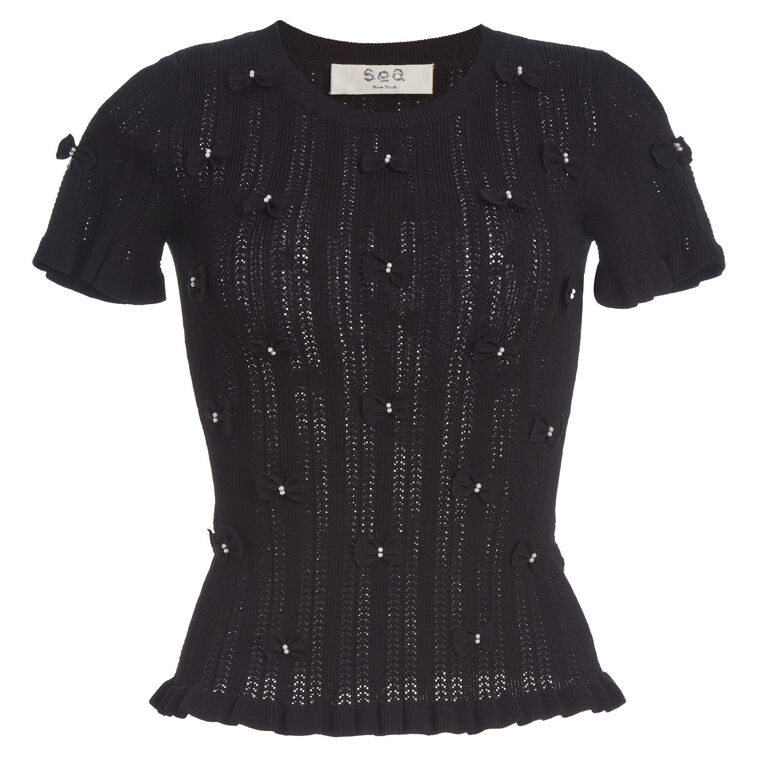 Alberta Pearl Short Sleeve Knit Top image number null