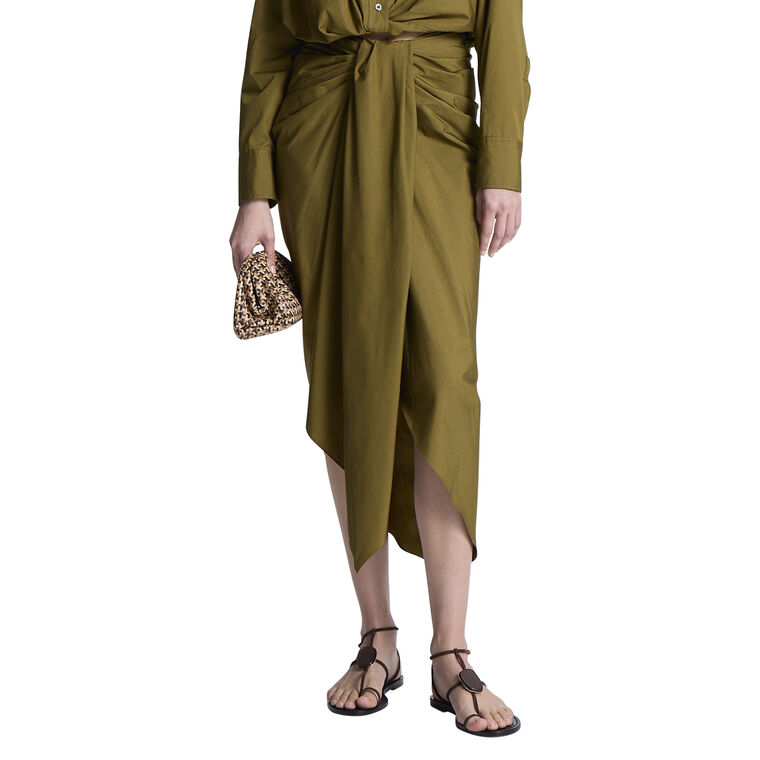Rhodes Draped Cotton Midi Skirt image number null