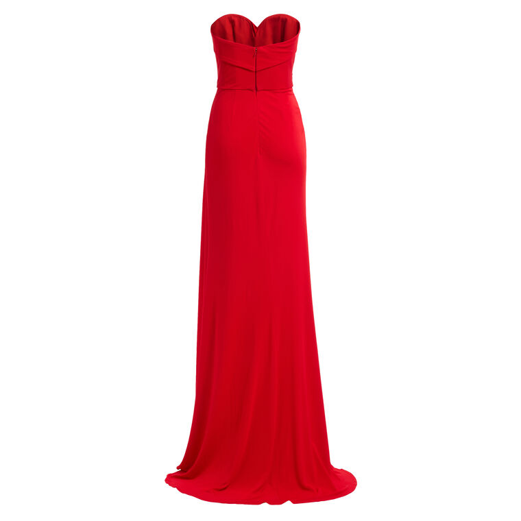 Strapless Draped Jersey Long Dress image number null