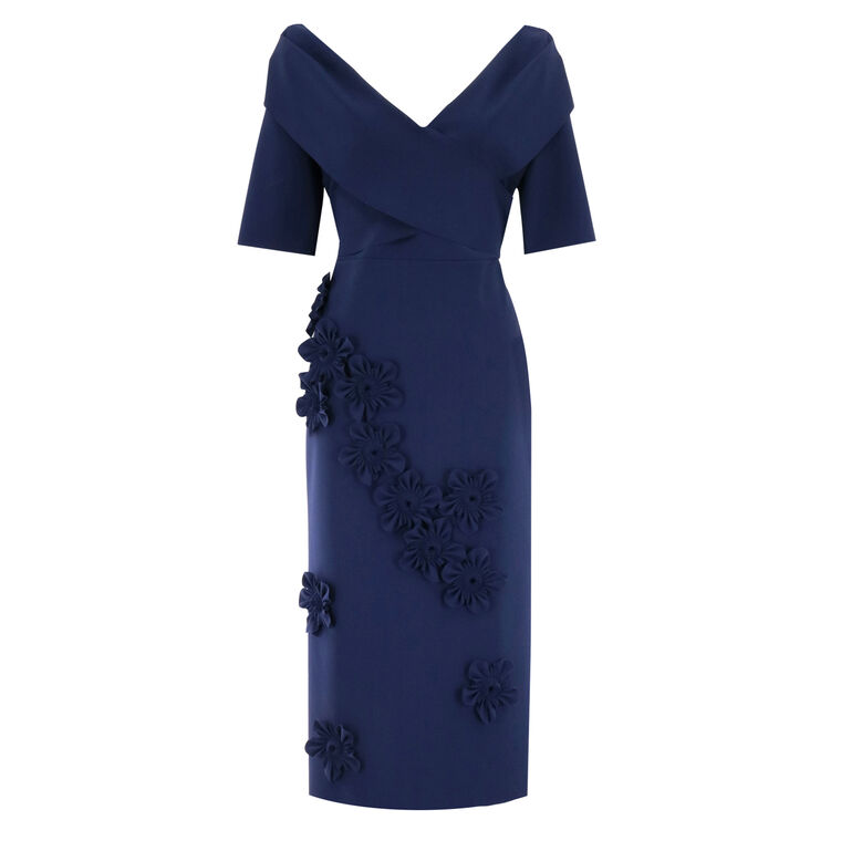 Off-The-Shoulder Rosette Detail Midi Dress image number null