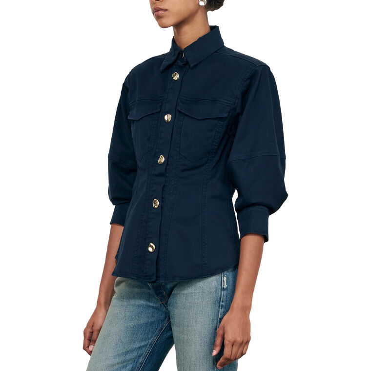 The Etta 3/4 Sleeve Button-Front Shirt image number null