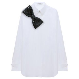 Poplin Power Sequin Bow Blouse