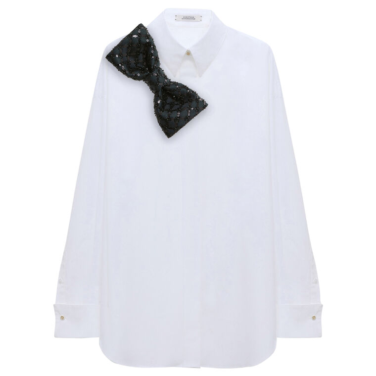 Poplin Power Sequin Bow Blouse image number null