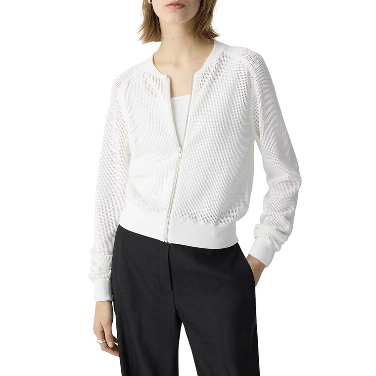 Pointelle Bomber Jacket In Crepe Knit image number null