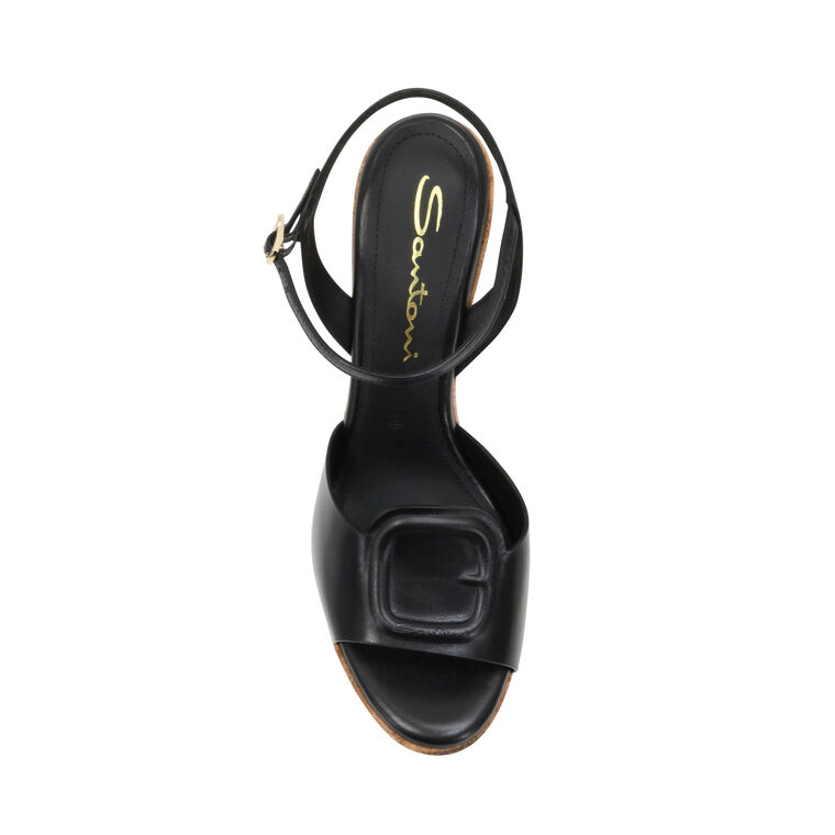 Nizza Leather Buckle Cork Wedge Sandal image number null