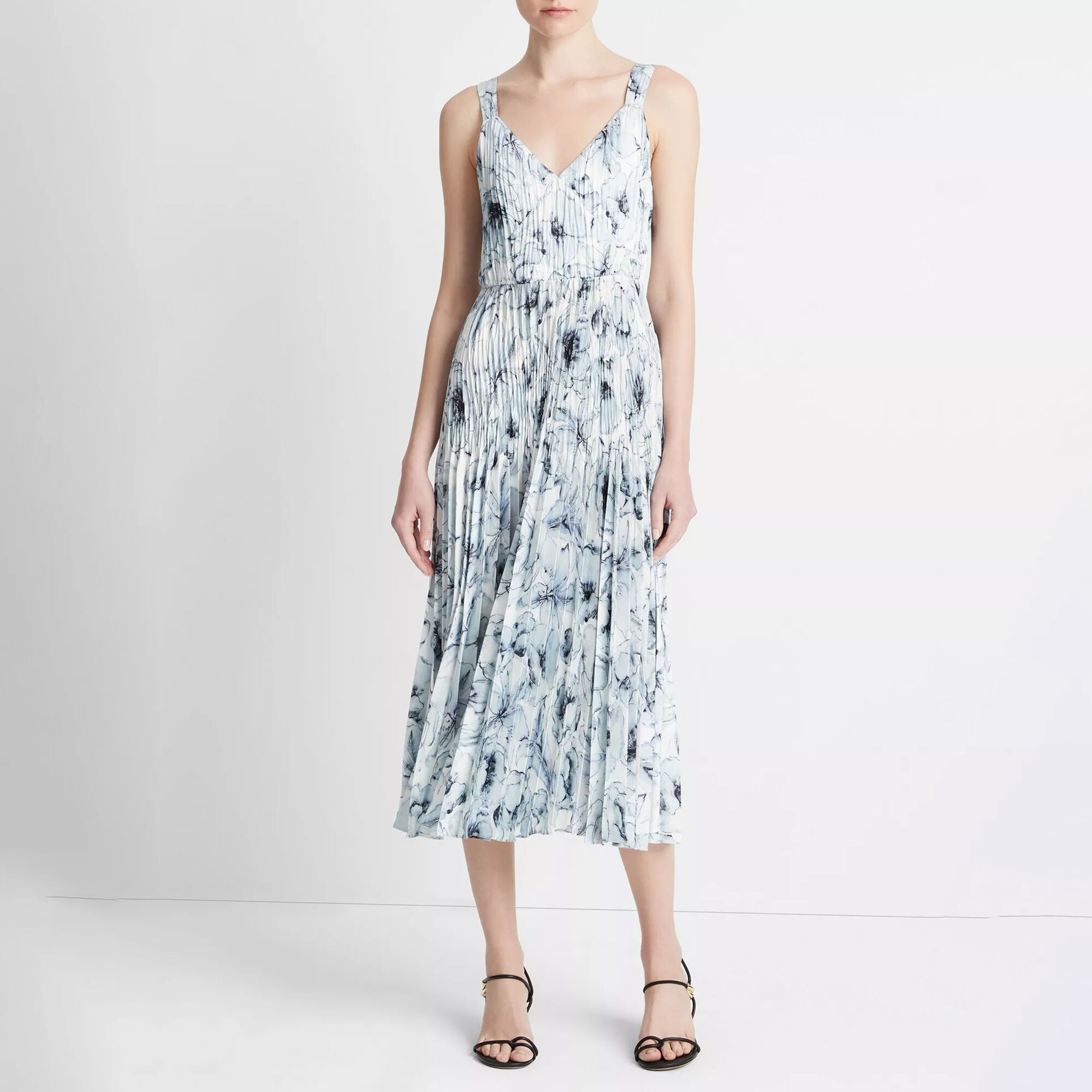 Washed Lily Pleated V-Neck Dress