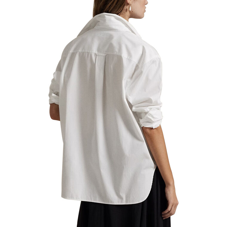 Oversize Fit Logo Long Sleeve Cotton Sport Shirt image number null
