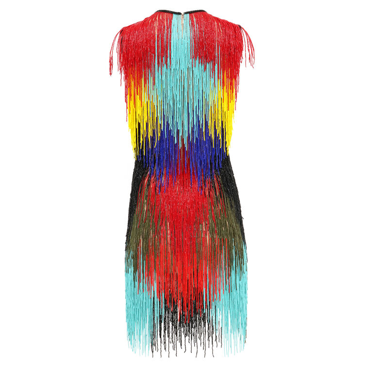 Bead-Embellished Multi Fringe Cocktail Dress image number null