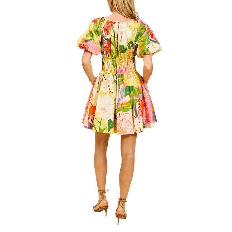 Breakfast Smocked Short Sleeve Mini Dress image number null