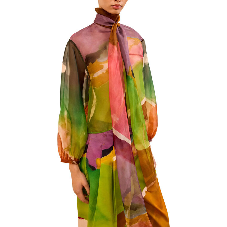 Anisa Long Sleeve Silk Organza Blouse image number null