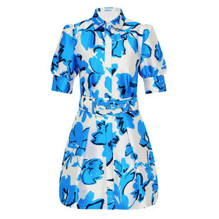 Sapphira Short Sleeve Belted Mini Shirt Dress
