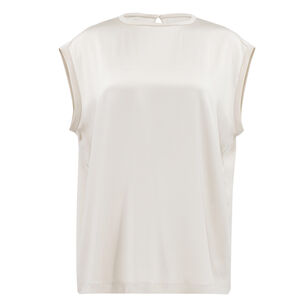 Round Neck Sleeveless Silk Top