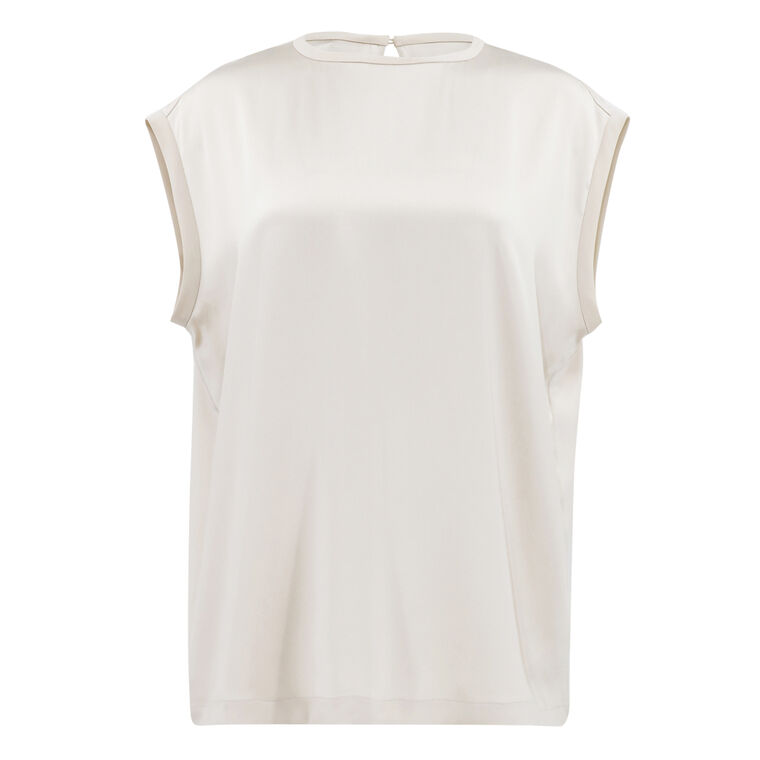 Round Neck Sleeveless Silk Top image number null