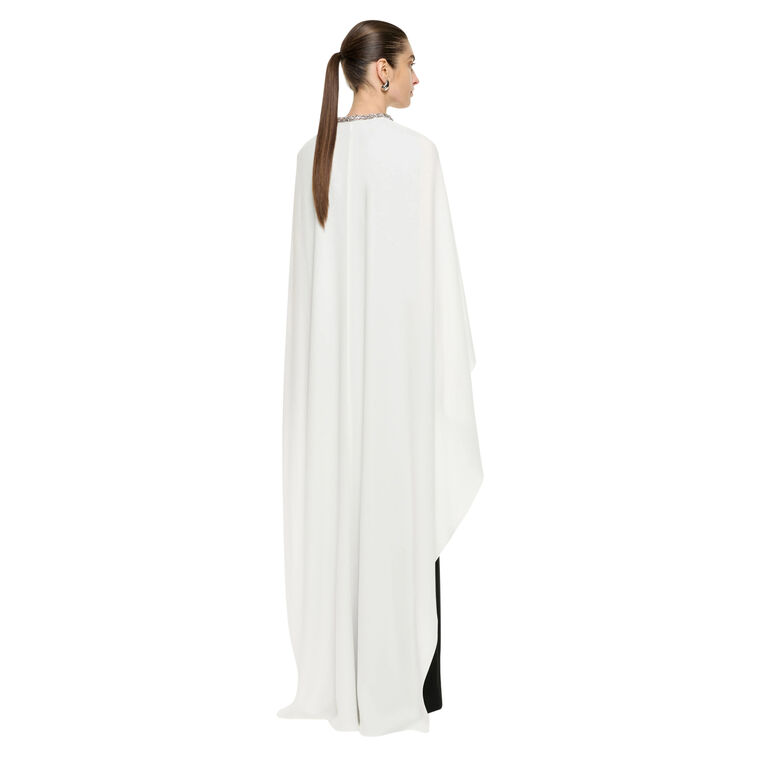 Satin Crepe Embellished Cape Gown image number null