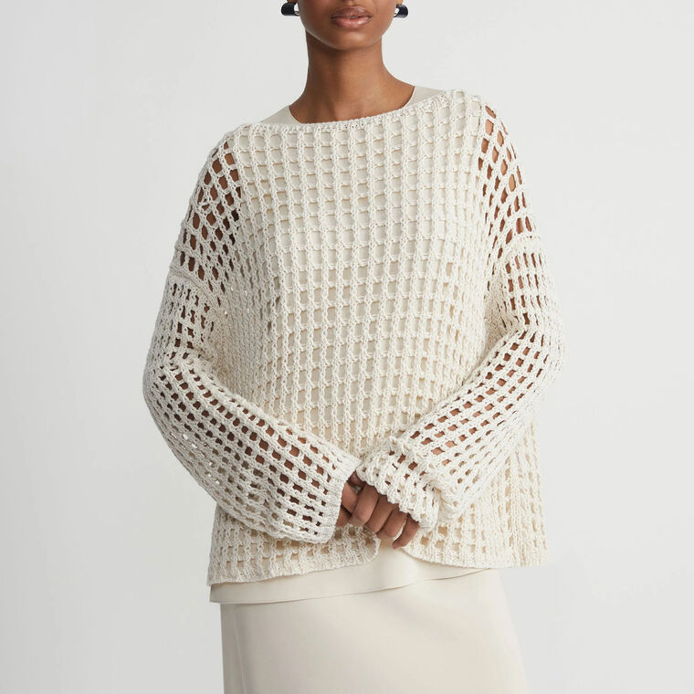 Open Stitch Bateau Neck Sweater image number null
