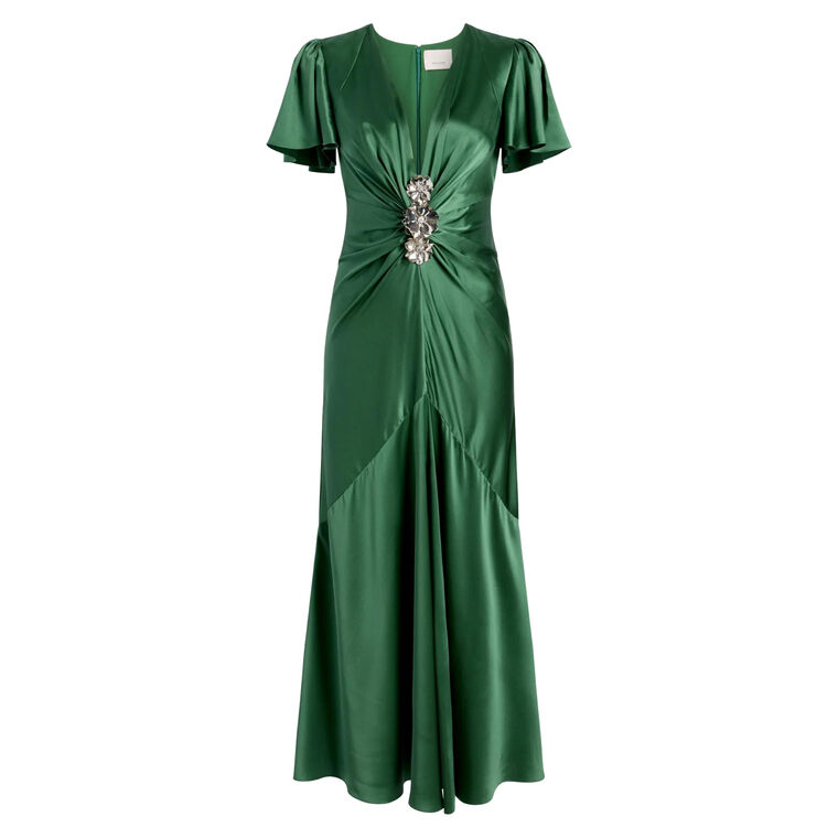 Kordyn Short Sleeve Silk Midi Dress image number null
