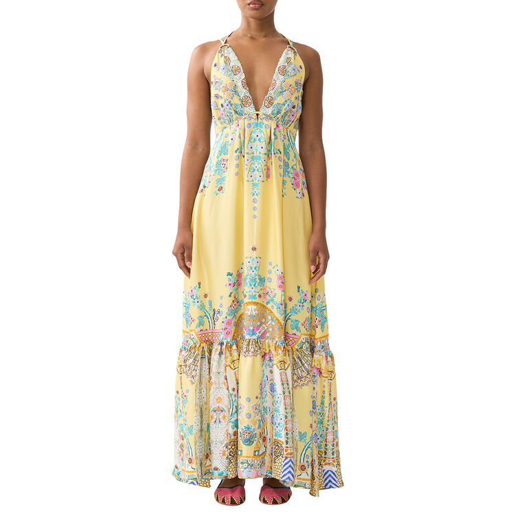 Sleeveless Tiered Maxi Dress With Hardware image number null