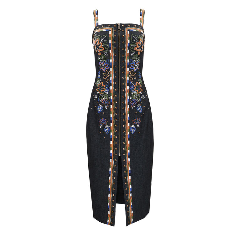 Bailey Denim Embroidered Dress image number null