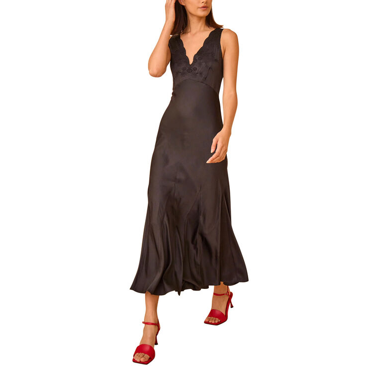 Lulu Embroidered Satin Dress image number null