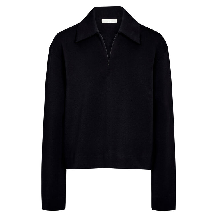 Long Sleeve Collared Half Zip Pullover Top image number null