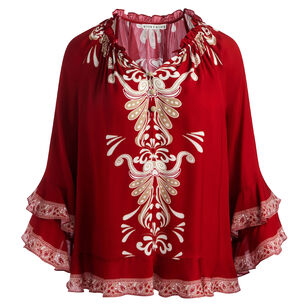 Leonora Button Front Ruffle Sleeve Tunic Top