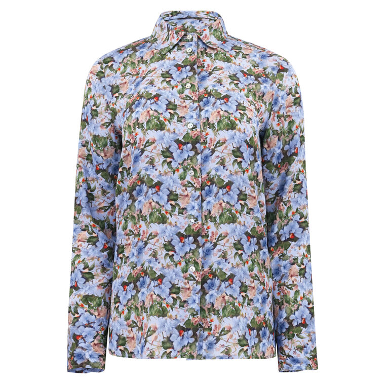 Wild Primrose Stretch-Silk Slim-Fit Blouse image number null
