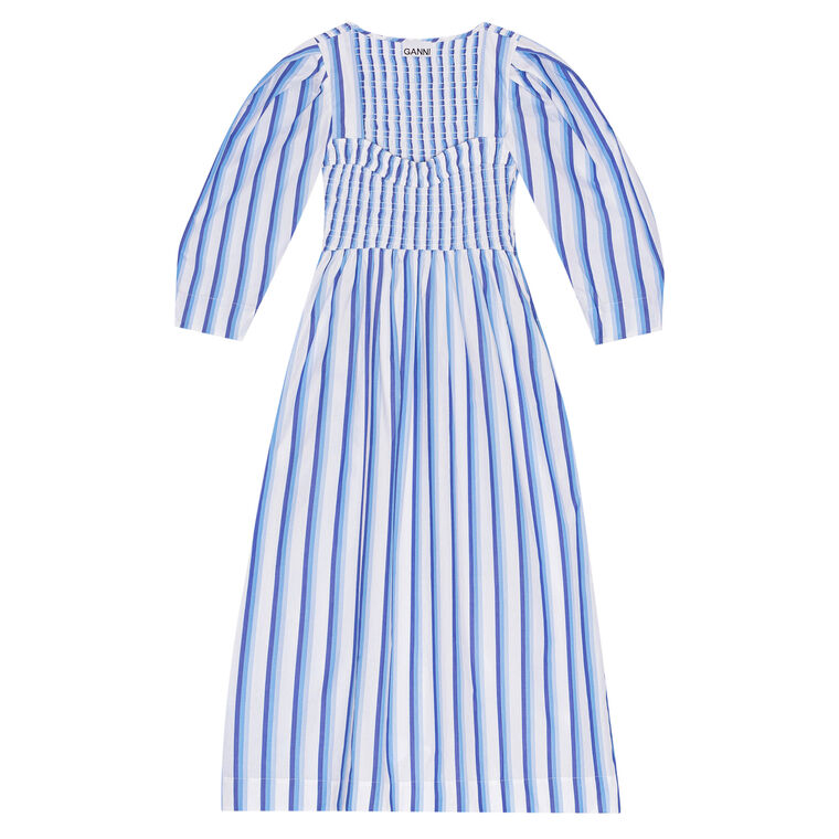 Striped Cotton Smock Midi Dress image number null
