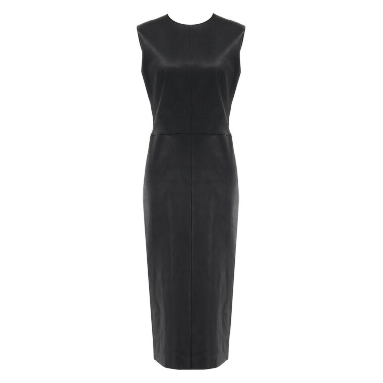 Sleeveless Leather Midi Dress image number null
