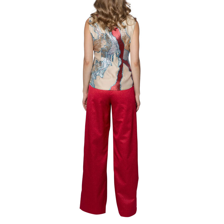 Soiree Fil Coupe Sleeveless Button-Front Top image number null