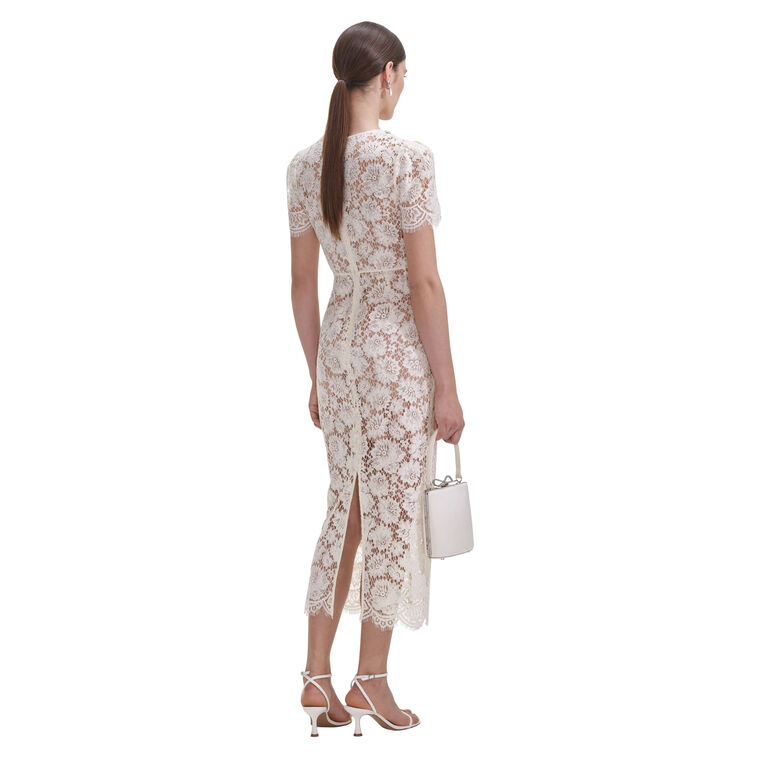 Fine Lace Pearl Midi Dress image number null