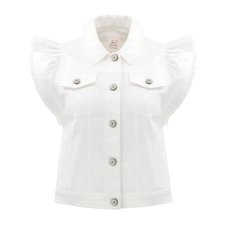 Adley Flutter-Sleeve Denim Vest image number null