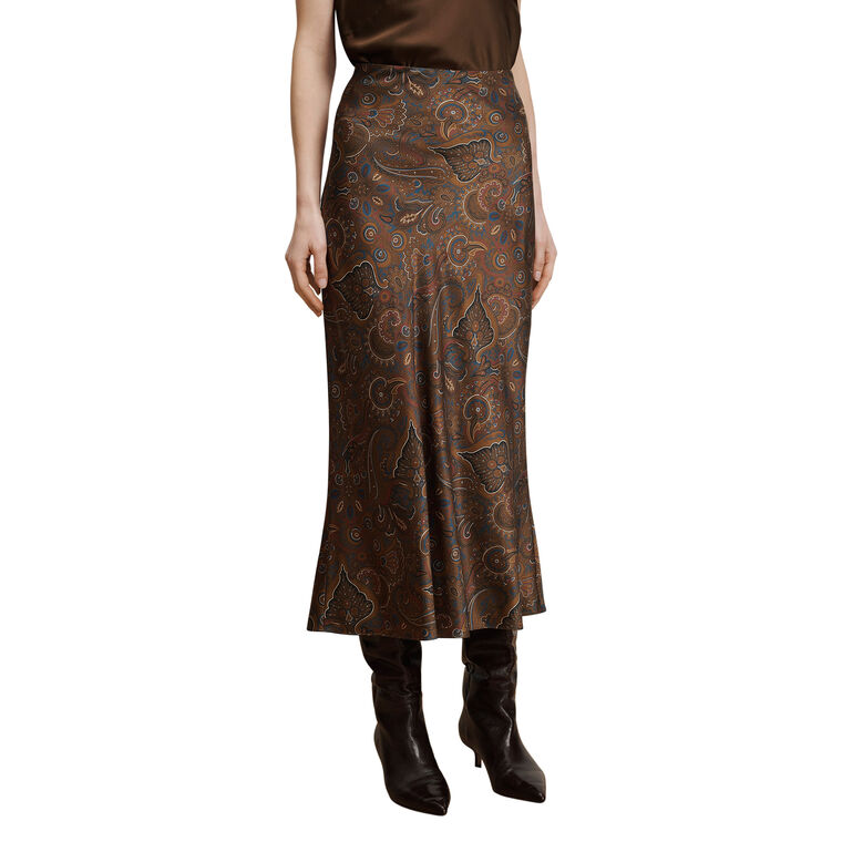 Clover Stretch-Silk Midi Slip Skirt image number null