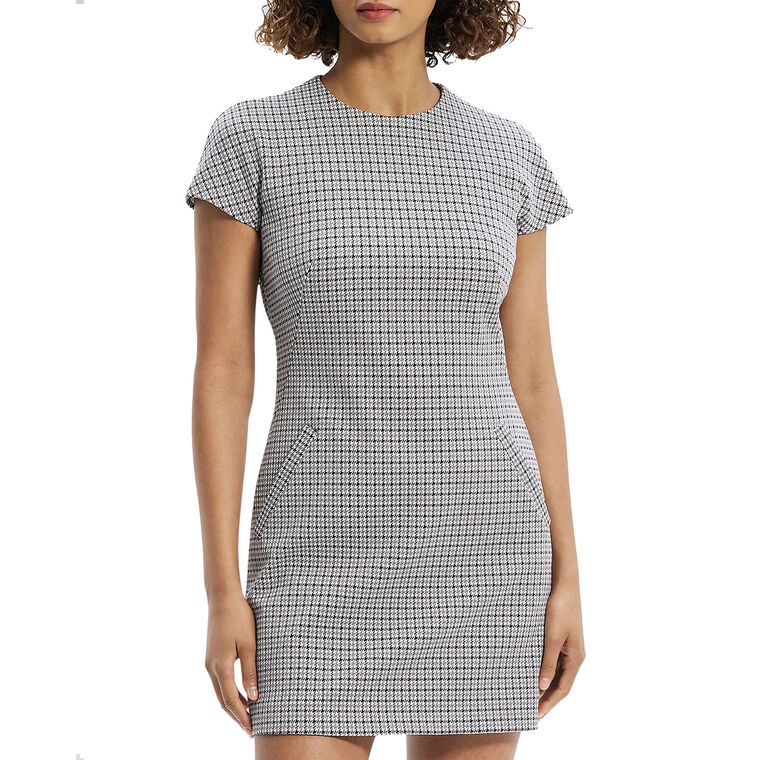 Dolman Short-Sleeve Houndstooth Mini Dress image number null