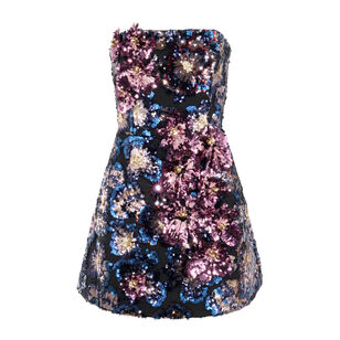 Caprice 3D Sequin Floral Applique Dress