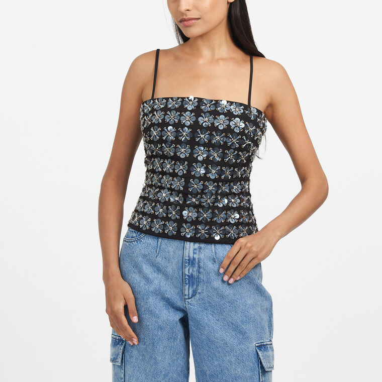 Ivy Flower Sequin Top image number null