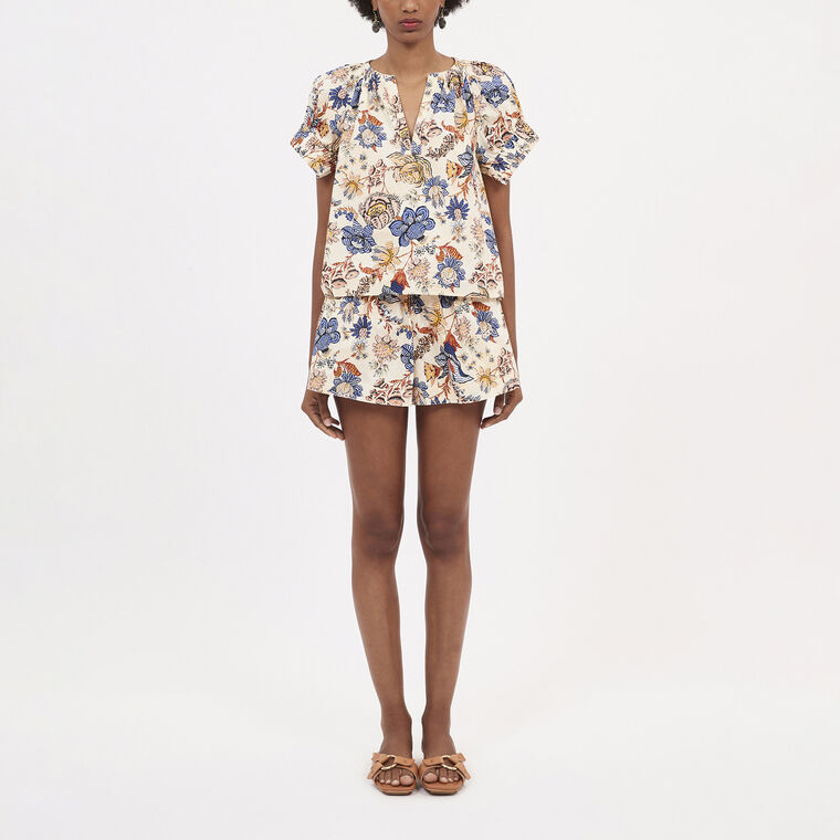 Naomi Print Puff Sleeve Top image number null