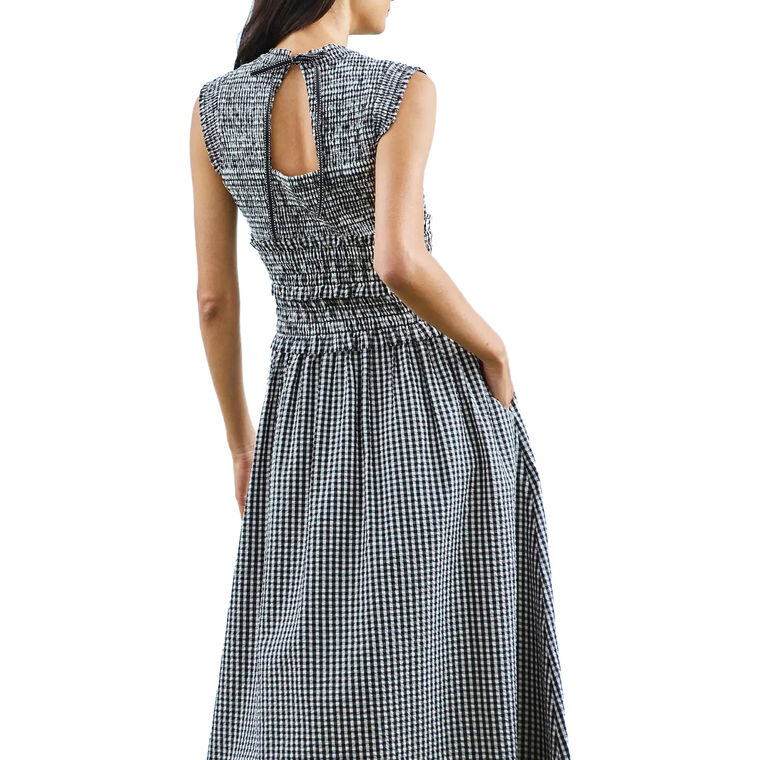 Louise Sleeveless Smocked Gingham Midi Dress image number null