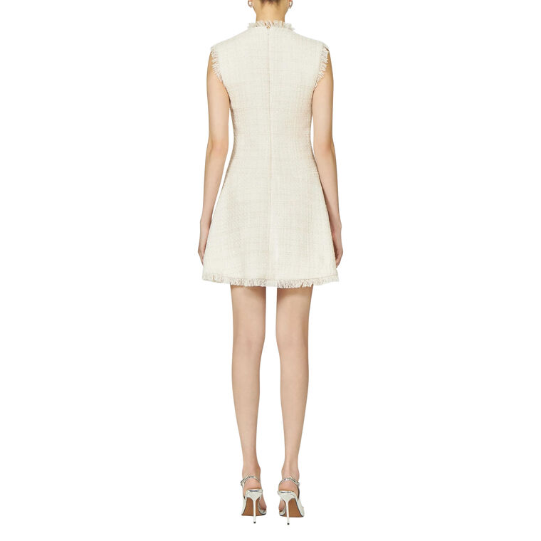 Sleeveless Jewel-Detail Lurex Tweed Mini Dress image number null