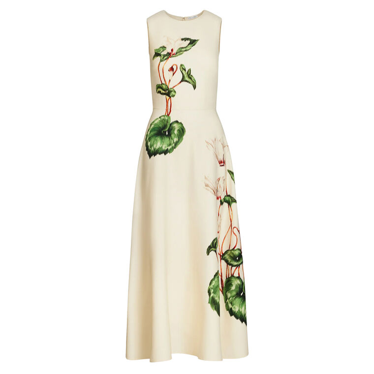 Sleeveless Cyclamen Wool Midi Length Day Dress image number null