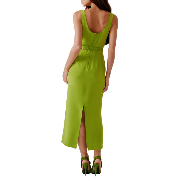 Paz Sleeveless Scoop Neck Belted Column Midi Dress image number null