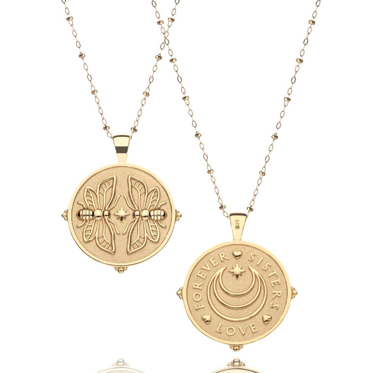 Sisters Forever Pendant Coin On Link Chain image number null