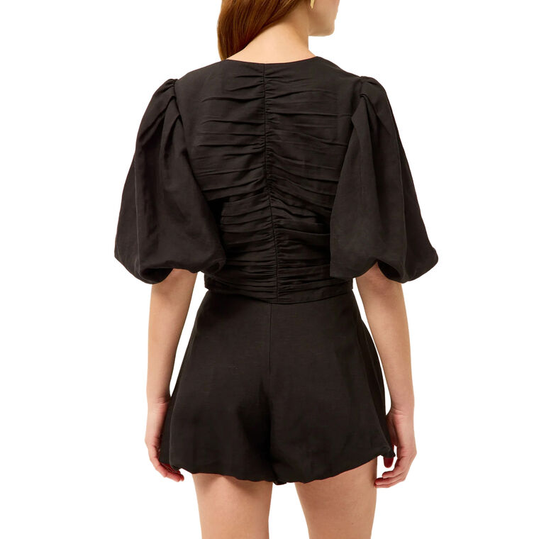 Rowan Puff Sleeve Button Detail Crop Top image number null