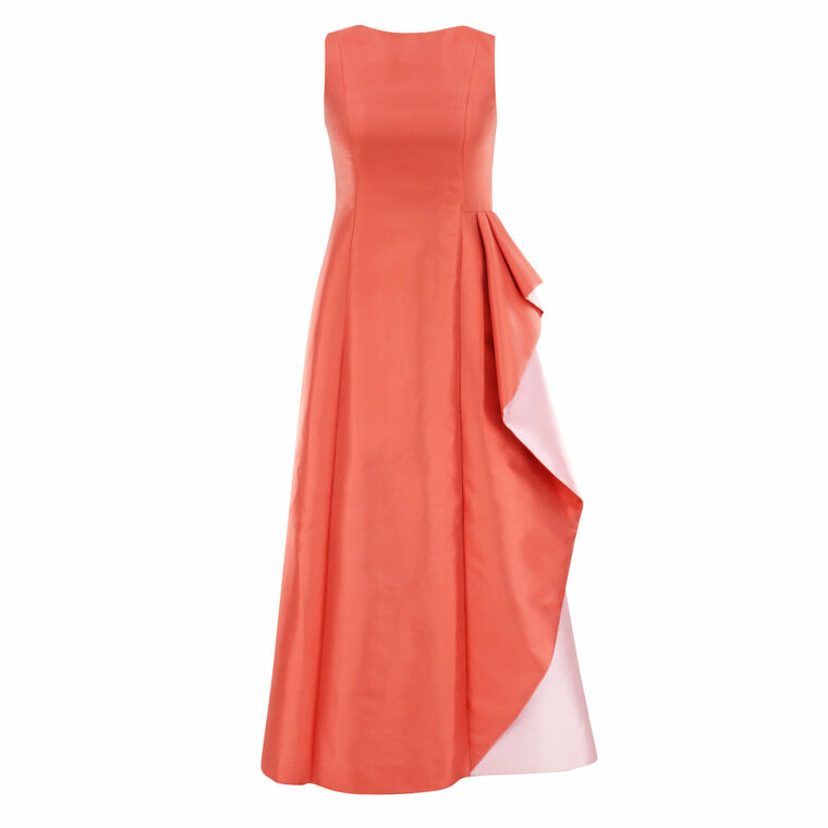 Sleeveless Silk Wool Cascade Gown image number null