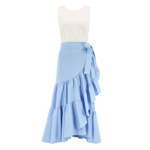 Jessie Sleeveless Stripe Tie-Waist Midi Mahlia Dress